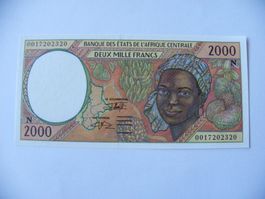 Banknote 2000 Francs, Zentralafrika, Bankfrisch