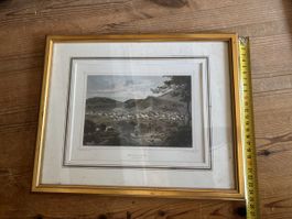 Historischer Stich Ste-Croix gerahmt guter Zustand
