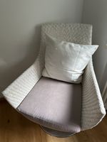 Toller gemütlicher Drehstuhl Rattan weiss Chromstahl/Pfister