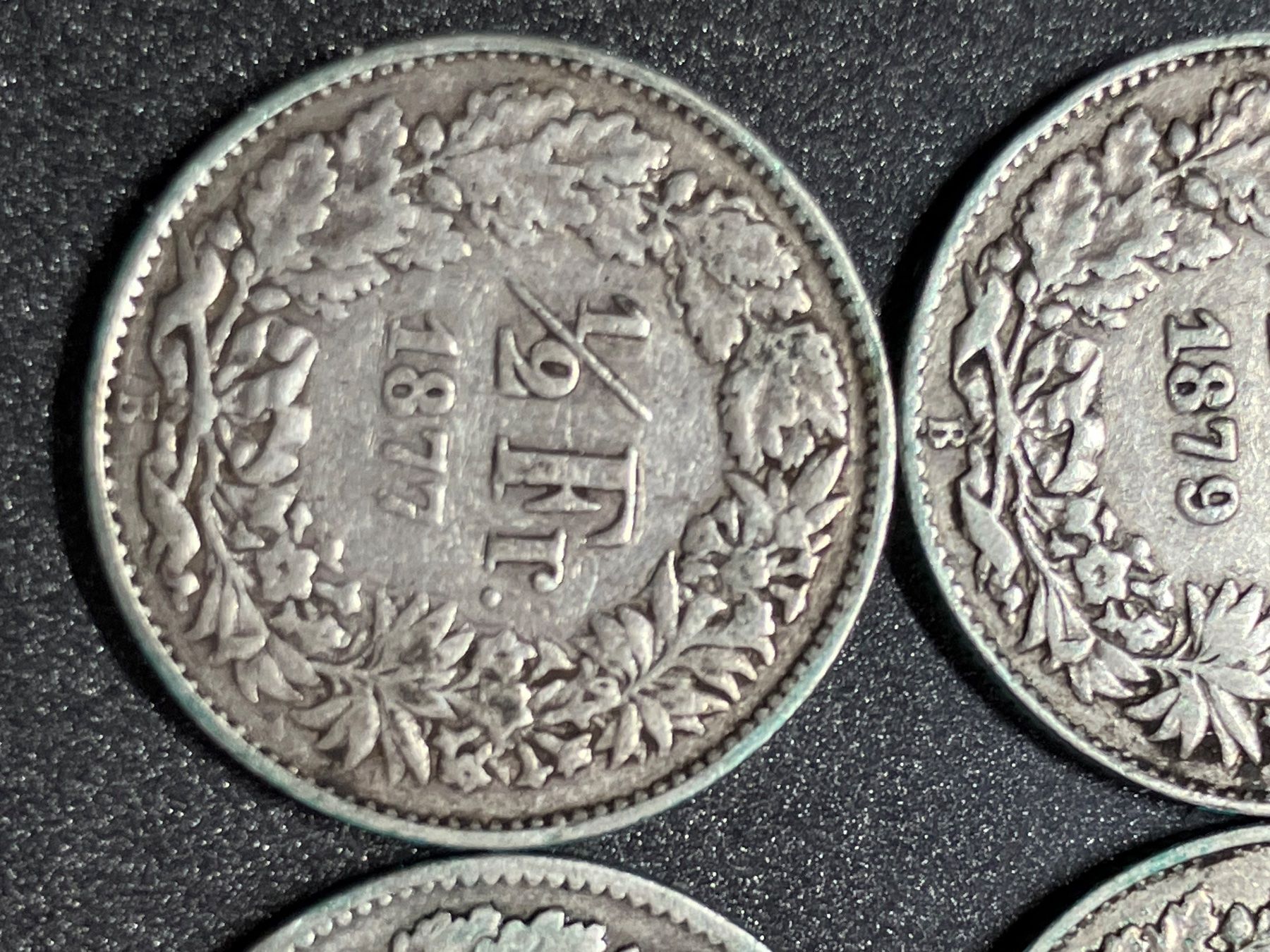 Tutti le monete: 4  x 50 Rappen  1875 - 1882 – Usato da untervaz venduto da Wingert 2
