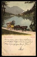 Bergpost, Postkutsche passiert Bergsee