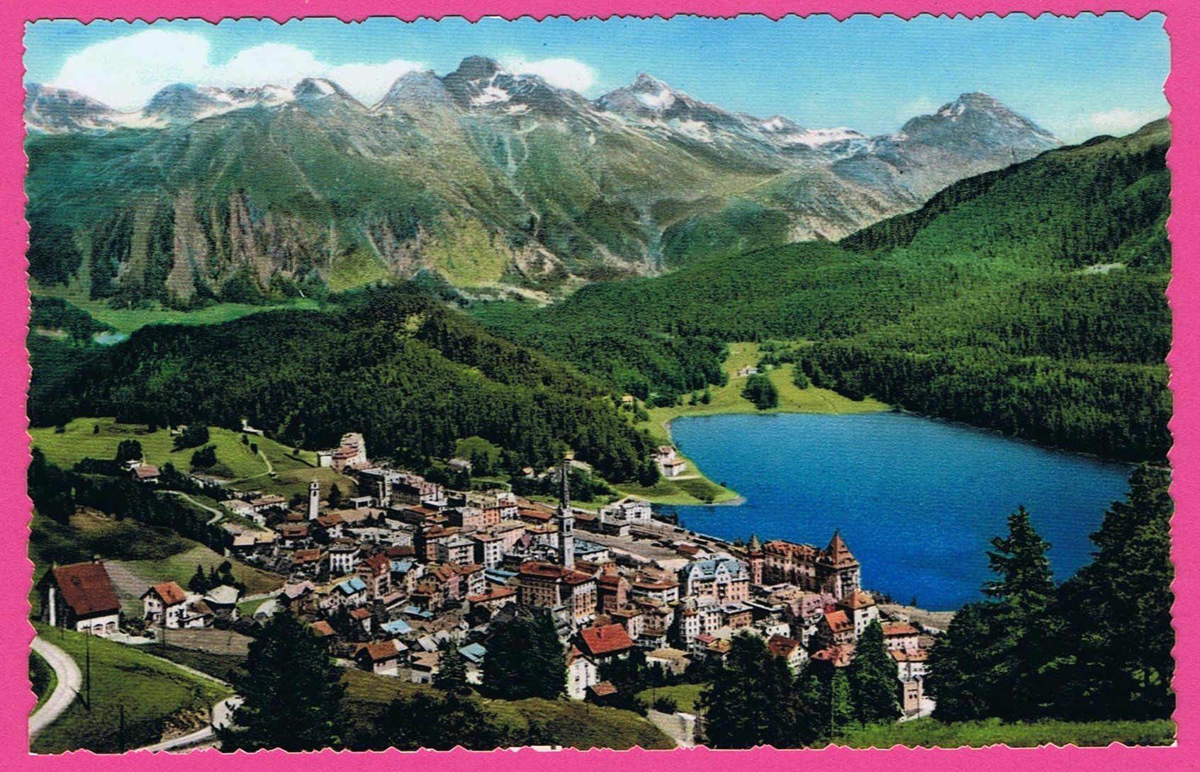Cartoline postali: St. Moritz 1839m mit Piz Languard 3266m – Usato da Einsiedeln venduto da dillie