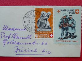 1940: B4 auf Zierbrief mit SOLDATENMARKE, selten, von ZÜRICH