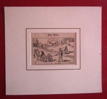 Tierkreiszeichen Stier - kleiner Holzstich um 1879