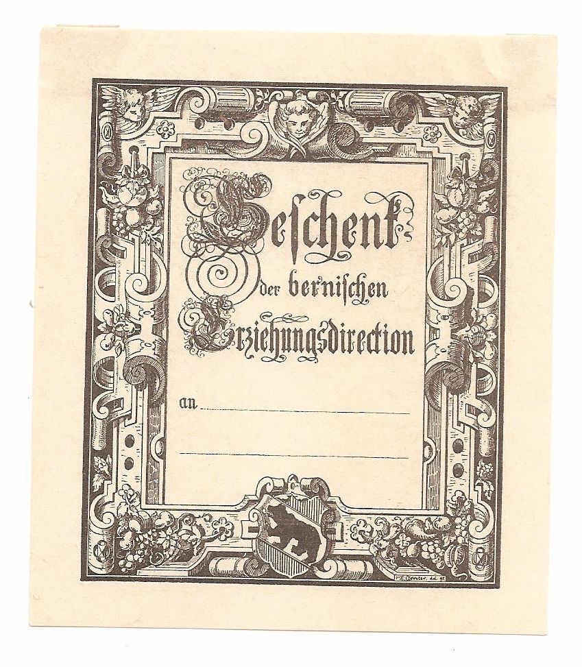 Incisioni: Ex-libris / Ex-dono BERNE, Erziehungsdirection. Berne. 1895 – Usato da Farvagny-le-Grand venduto da OlivierFurrer