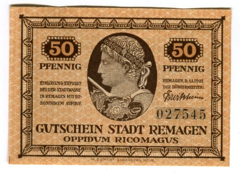 Banconote: Notgeld "50 Pfennig. Remagen 1921" – Usato da Basel venduto da Butsch5