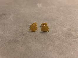 Kinderohrstecker mit Kleeblättern aus 18 Karat Gelbgold 750