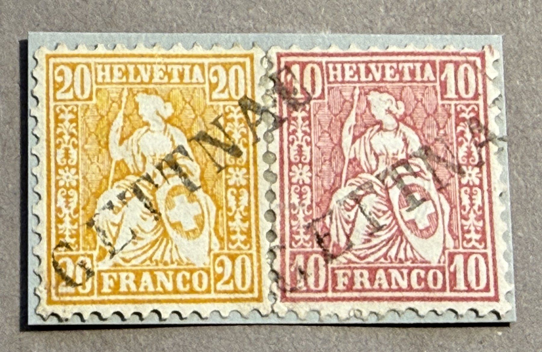 Tutti i francobolli: 32 + 38 Stempel GETTNAU LU – Usato da Steinhausen venduto da yukon26