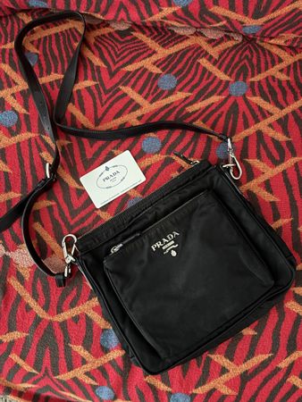 Prada Tessuto Nylon Shoulder Bag Black Good Condition