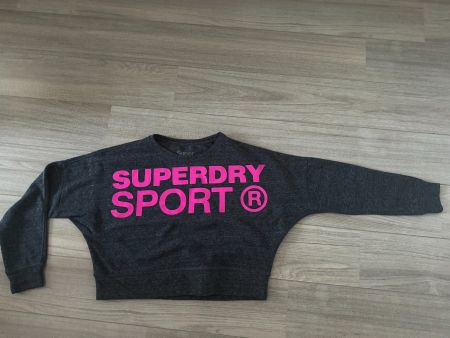 Super Dry Sport Pullover Gr. 36 dunkelgrau/pink