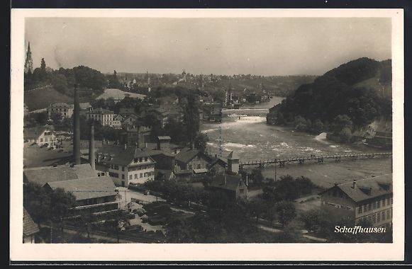 Cartoline postali: Schaffhausen, Ortsansicht mit Flussparti – Usato da Berlin venduto da bartko-reher