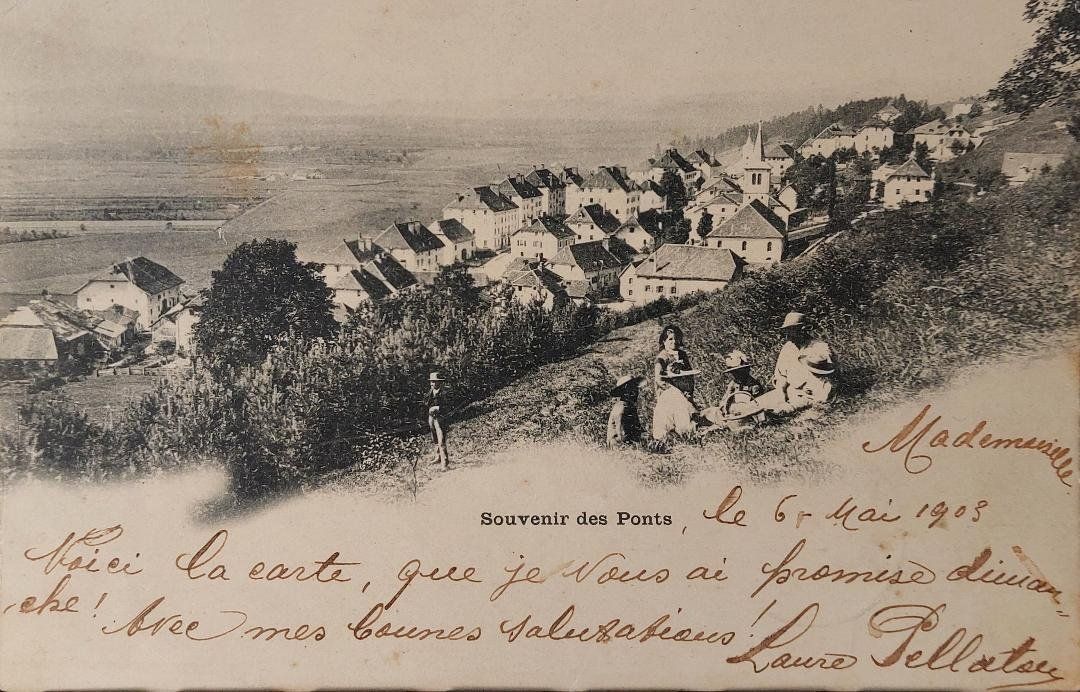 Cartoline postali: LES PONTS-DE-MARTEL - Souvenir 1903 – Usato da Delémont venduto da Domdom1