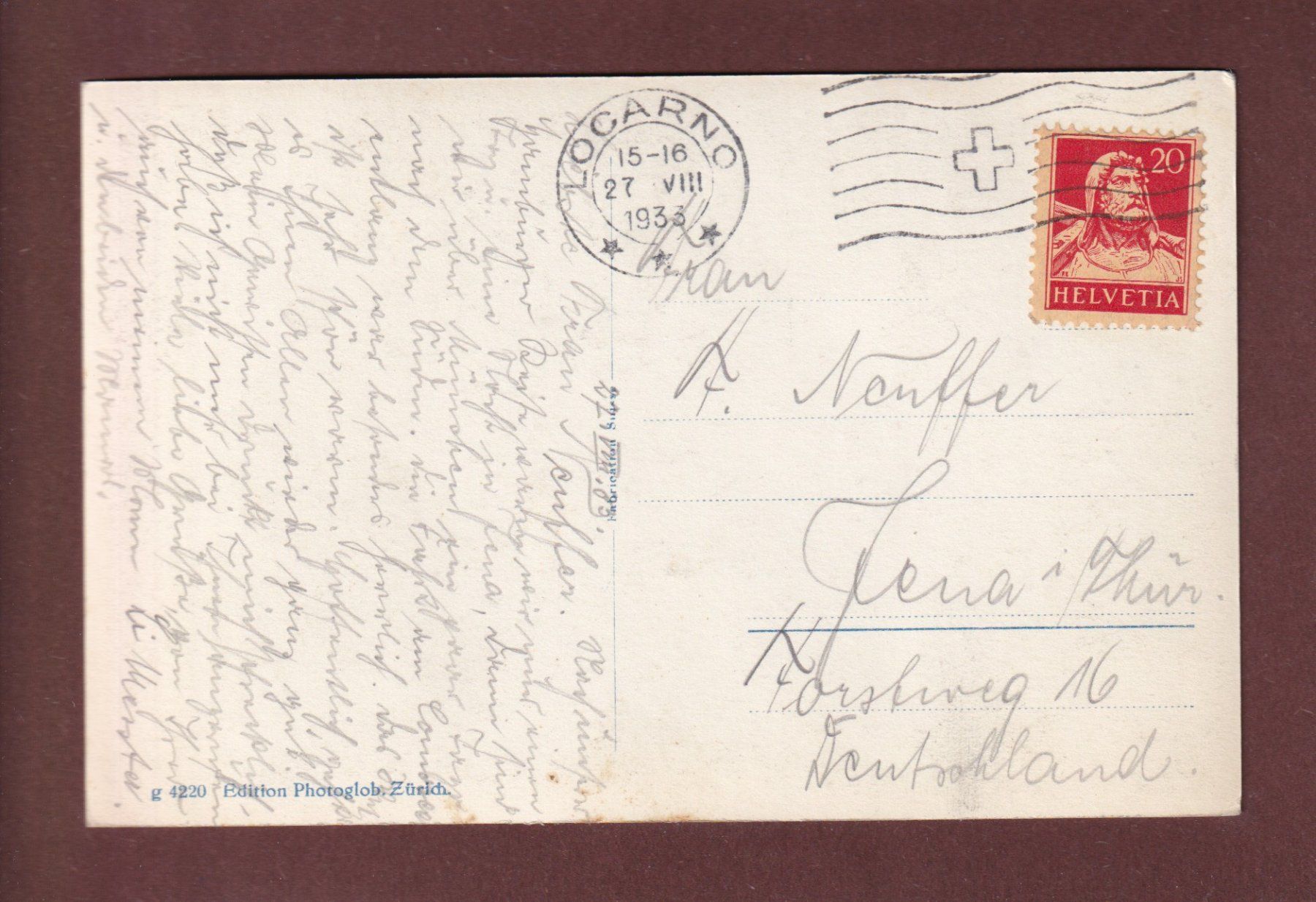 Cartoline postali: LOCARNO e Madonna del Sasso - 1933 – Usato da Pully venduto da nicecards-shop 1
