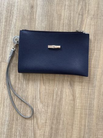 Longchamp Clutch Bag in Blue with Silver Details