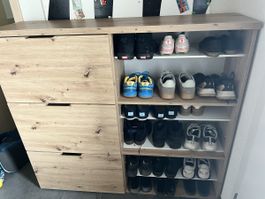 Schuhschrank Holzoptik mit Regal kombiniert gebrauchter Zust