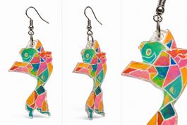 Boucles d’oreilles peintes main – Poisson holographic”