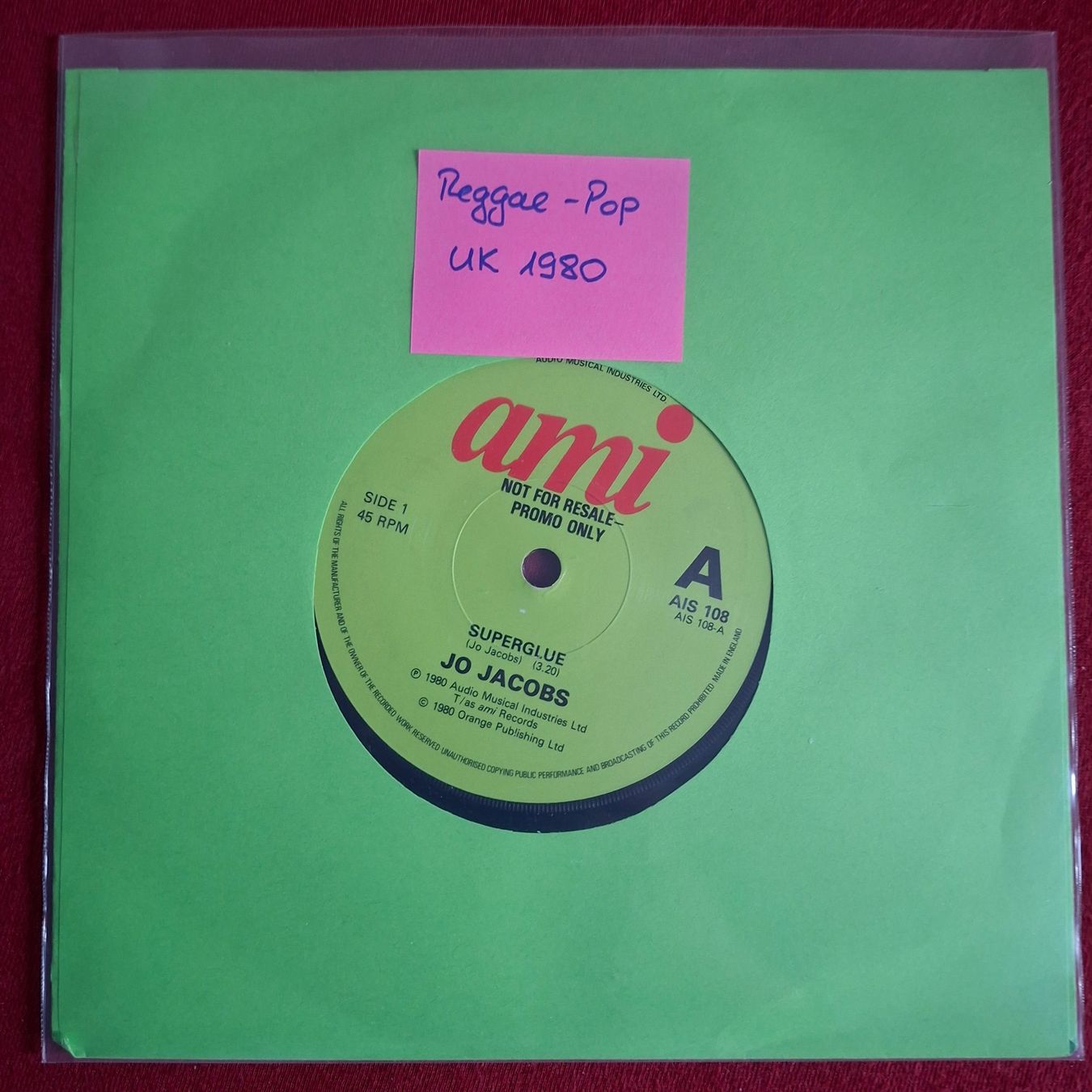 Schallplatten: Vinyl 7" Single Jo Jacobs Reggae-Pop – Gebraucht aus Burg AG von ..machine_rec..