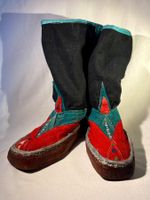 Bottes tibétaines authentiques, laine feutrée, coton et cuir
