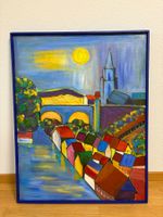 72x92/ handgemaltes Acryl Gemälde Stadtlandschaft