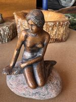 Statue Petite Sirène Vintage en Laiton - Base en Pierre