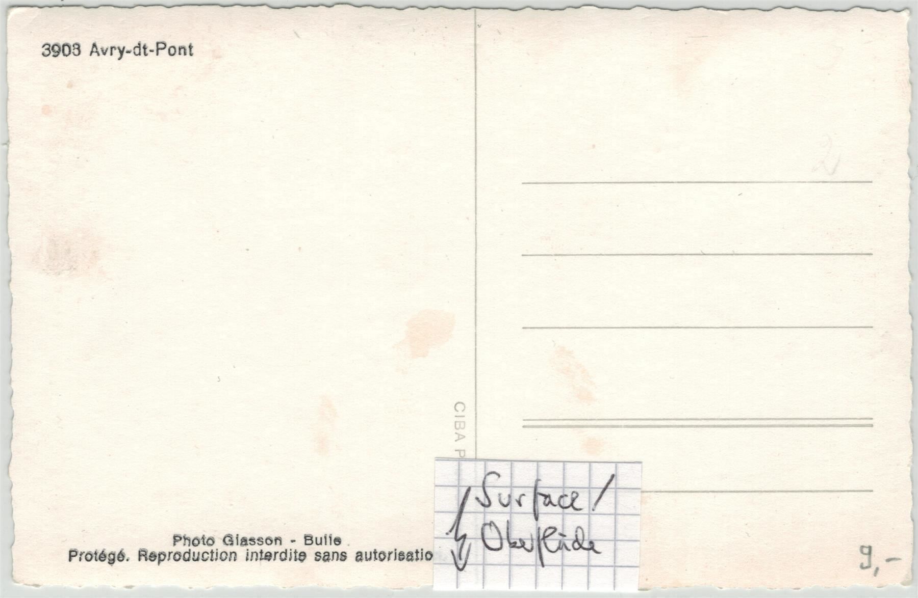 Cartoline postali: FR 36 Avry dv. Pont – Usato da Fribourg venduto da philafri 1