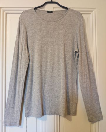 JOSEPH : Pull fin en coton gris clair Lagenlook M
