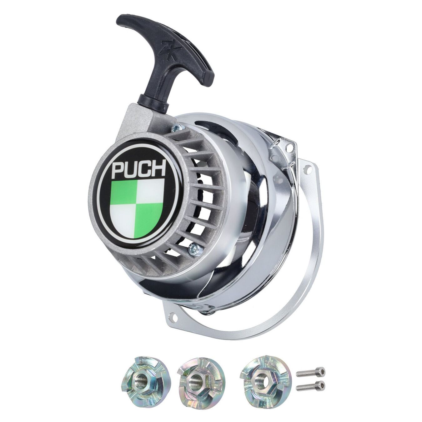 Puch Ciclomotori: FastArrow Seilzugstarter Puch E50 Bosch/HPI/MVT Chrom – Nuovo e nell'imballaggio originale da Hallau venduto da mofaplus