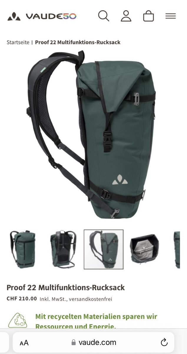 Vaude Zaini: Vaude Multifunktions-Rucksack 22L – Nuovo (secondo la descrizione) da Luzern venduto da Sve_958r 2