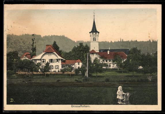 Cartoline postali: AK Grossaffoltern, Ortsansicht mit Kirche – Usato da Berlin venduto da bartko-reher