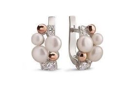 Silver and gold earrings with pearls