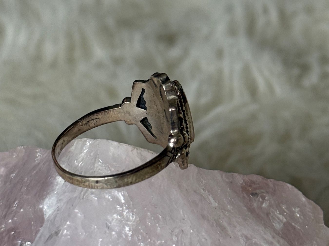 Anelli: Vintage Silberring 925 mit schwarzem Stein – Usato da Istighofen venduto da Ringparadies 1