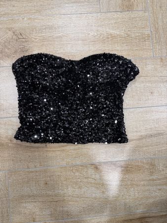 NEU Zara Bandeau Top mit Pailletten XS