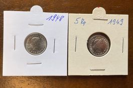 Top Zustand 5 Rappen 1948 + 1949