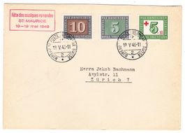 Lettre de St.Maurice BPA A370 pour Zürich le 18.V.46