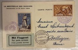 JB65) 1924, Flugpost Delsberg  - Lausanne, + Vignette
