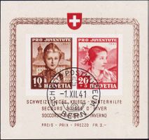 1941, Pro Juventute-Block Nr. J98l/99l, Ersttag 1.Xll.41