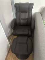 Fauteuil relax avec repose-pieds – brun foncé