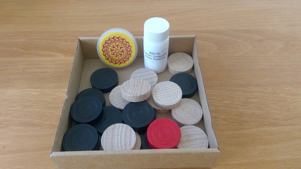 Set Completo Pedine Per Carrom (Uomini), Pezzi In Legno Per Gioco Da Tavolo Indiana, Scatola Con Pedine Rosse E Nere (Strikers Esclusi)