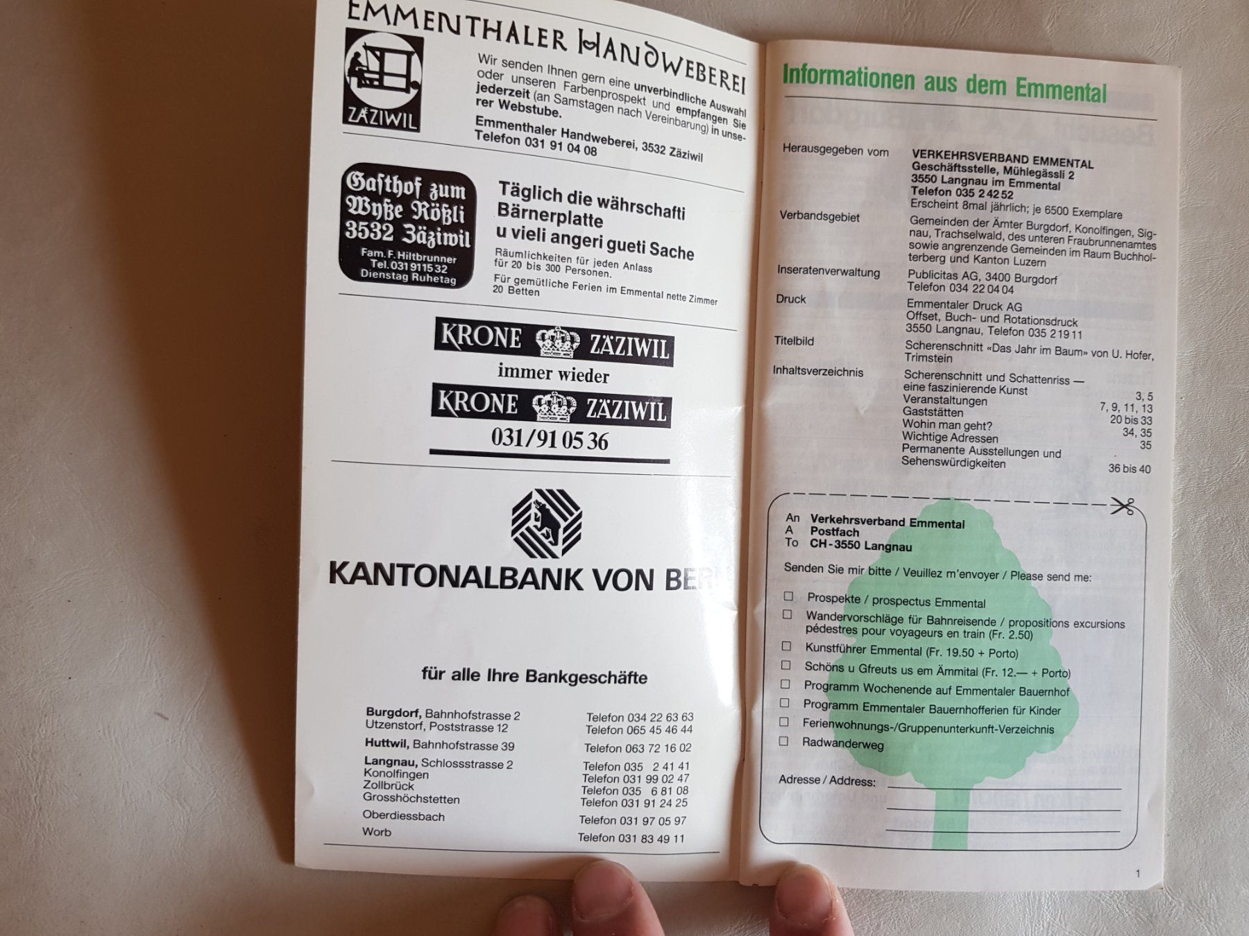 Dokumente: Vintage Flyer Prospekt Emmental Wanderland 1985 – Gebraucht aus Walterswil BE von Lonitti 7