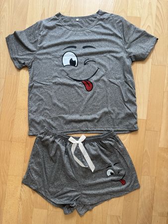 Pyjama Set Kurzarm mit Smiley Gr. L 