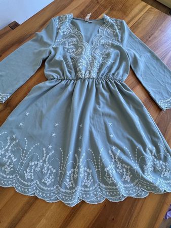 Leichtes tolles Sommerkleid mit Stickerei, mintgrün Gr. 38