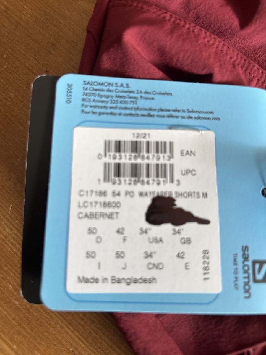 Salomon Hosen: bordeaux, parfait pour l'été! – Neu und originalverpackt aus Val-d'Illiez von Laurent046 2