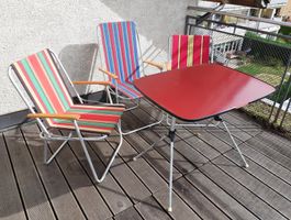Midcentury Design Camping Kelko Tisch und 3 Stühle