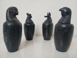Vintage 4er-Set Kanopenkrüge Ägypten- Speckstein/ Steatit
