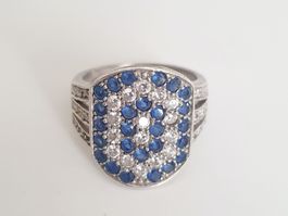Silber Ring 925 mit Schmucksteinen Gr 17,6 mm