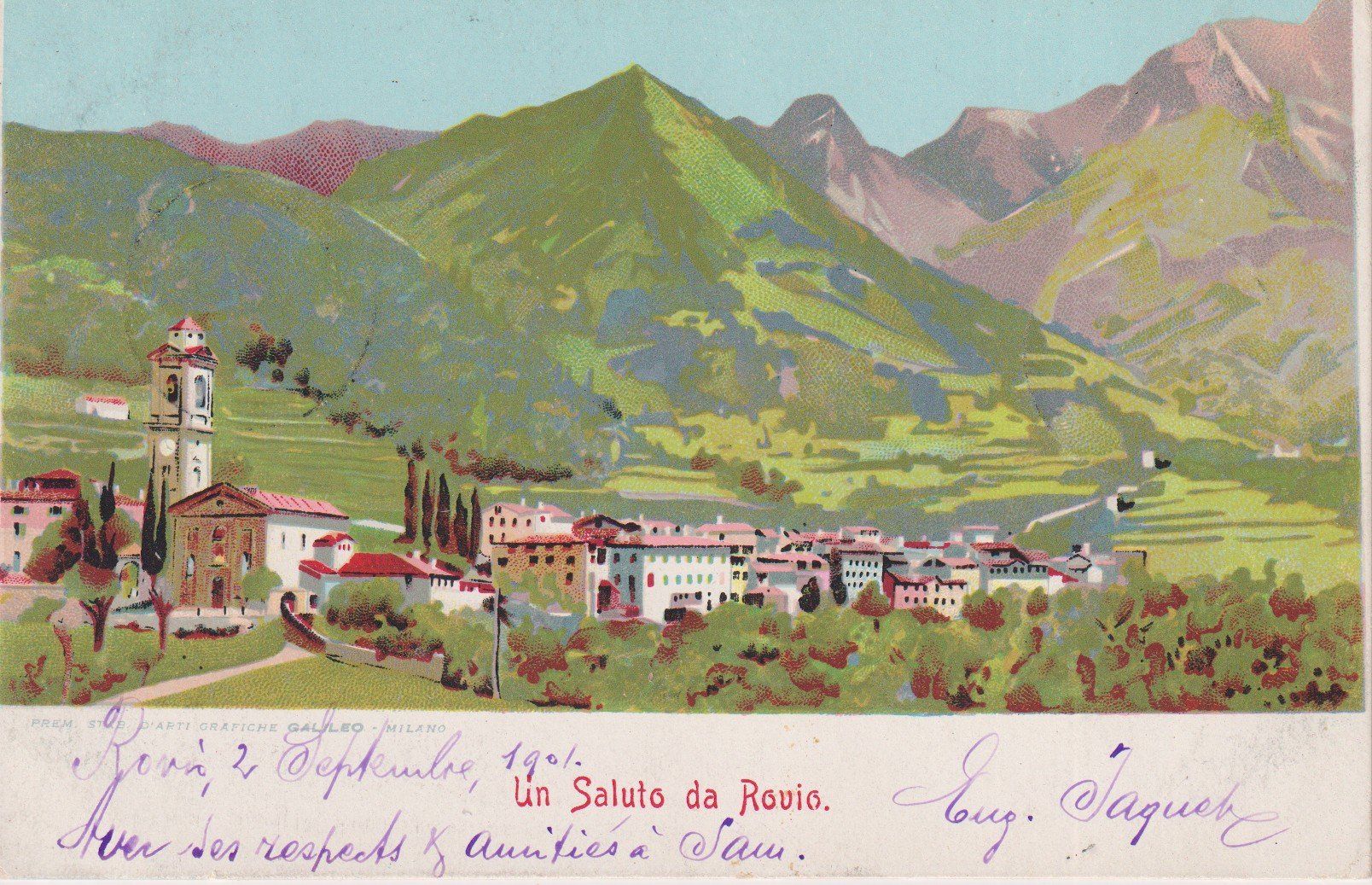Cartoline postali: AK Litho Rovio 1901, RARA. – Usato da Riva San Vitale venduto da MAR-NAPO