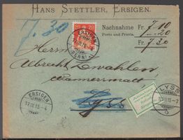 ERSIGEN, 17.VIII.15  -  LYSS, 19.VIII.15  Annahme verweigert