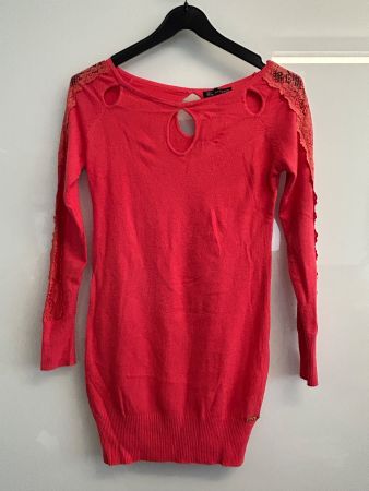 Pullover Lang mit Spitze Figurbetont 1 Size Neu