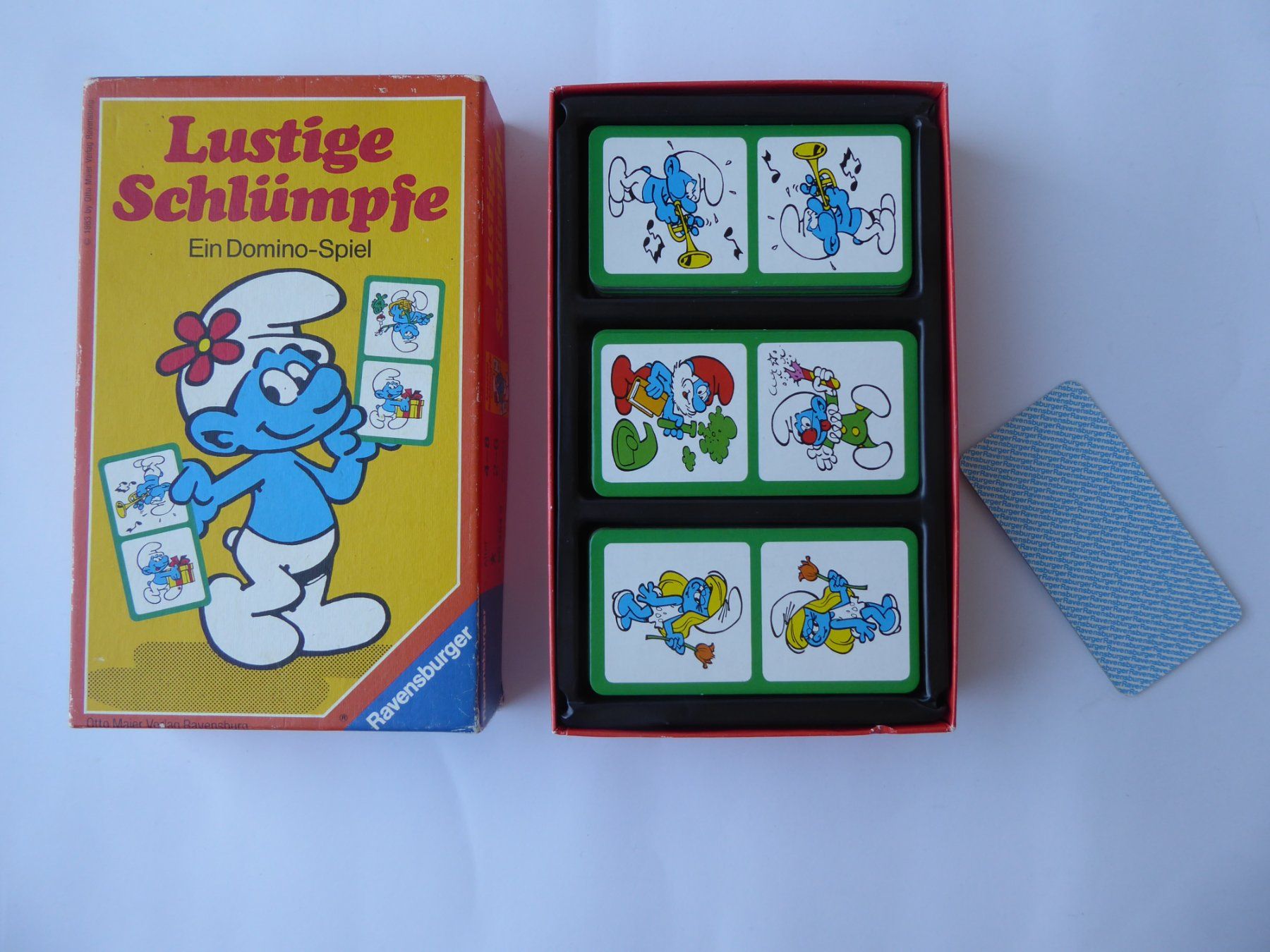 Ravensburger Giochi: Lustiges Domino Schlümpfe, Ravensburger, 1983 – Usato da Turbenthal venduto da Panau 1