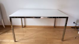 Esstisch IKEA weiss mit Chromgestell 135 × 85 cm  